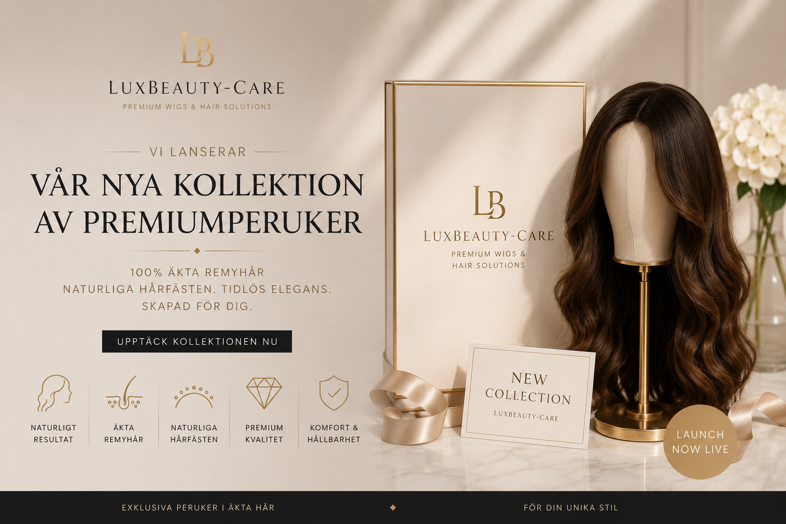 LuxBeauty-Care är Lanserat – Välkommen till en Värld av Premiumperuker i Äkta Hår